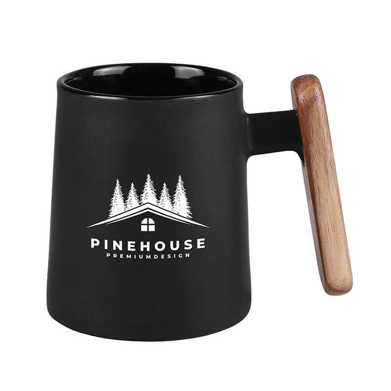 11 Oz. Ceramic Mug With Wooden Handle