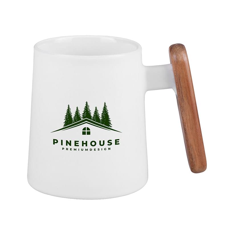 11 Oz. Ceramic Mug With Wooden Handle