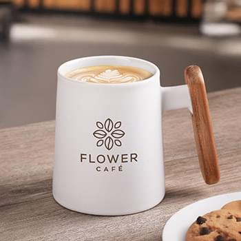 11 Oz. Ceramic Mug With Wooden Handle